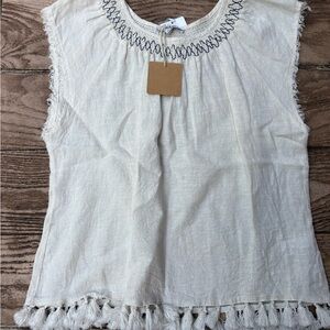 Fate Women's Beige Blouse with Black Embroidery